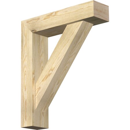 Ekena Millwork Traditional Block Rough Sawn Bracket w/ Offset Brace, Douglas Fir, 6"W x 24"D x 28"H BKT0604X24X28TRA05RDF